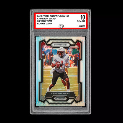Graded 10 Cam Cameron Ward 2024 Panini Prizm Draft Picks Rated Rookie #199 RC Football