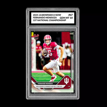 Graded 10 Fernando Mendoza #67 Indiana Hoosiers  2025-26 Bowman U NOW  Football