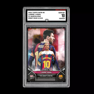 Graded 10 Lamine Yamal - 2025 TOPPS NOW #2 The Legacy Lives on Soccer RC Rookie Soccer