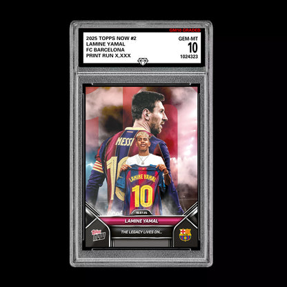 Graded 10 Lamine Yamal - 2025 TOPPS NOW #2 The Legacy Lives on Soccer RC Rookie Soccer