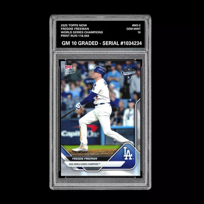 Graded 10 FREDDIE FREEMAN #WS-5 2025 Topps Now World Series Champions Dodgers Baseball