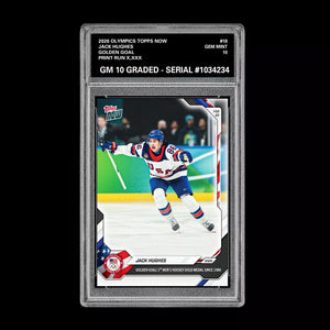 Graded 10 Jack Hughes 2026 Olympics Topps NOW Card 18 Golden Goal Presale Ice Hockey