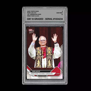 Graded 10 2025 Topps Now 1st American Pope #POPE Pope Leo XIV RC Rookie
