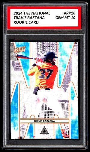 GRADED 10 TRAVIS BAZZANA #RP18 2024 Panini National NSCC RC Rookie Guardians Baseball