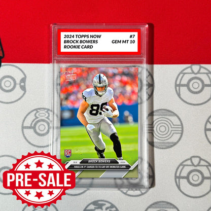 Graded 10 Brock Bowers RC ROOKIE 2024 TOPPS NOW Football Card 7 RAIDERS Baseball,Football