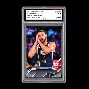 Graded 10 Steph Curry 2024 USA Olympic Team Basketball Games TOPPS NOW Card #27 Basketball
