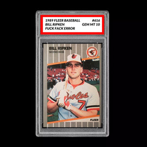 Graded 10 1989 Fleer #616 Bill Ripken ERROR on Bat Mint FCK FACE Error Card FF Baseball