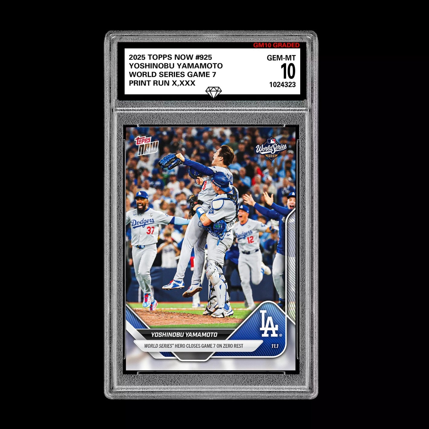 Graded 10 Yoshinobu Yamamoto  WORLD SERIES Game 7 2025 MLB Topps NOW 925 Presale Baseball