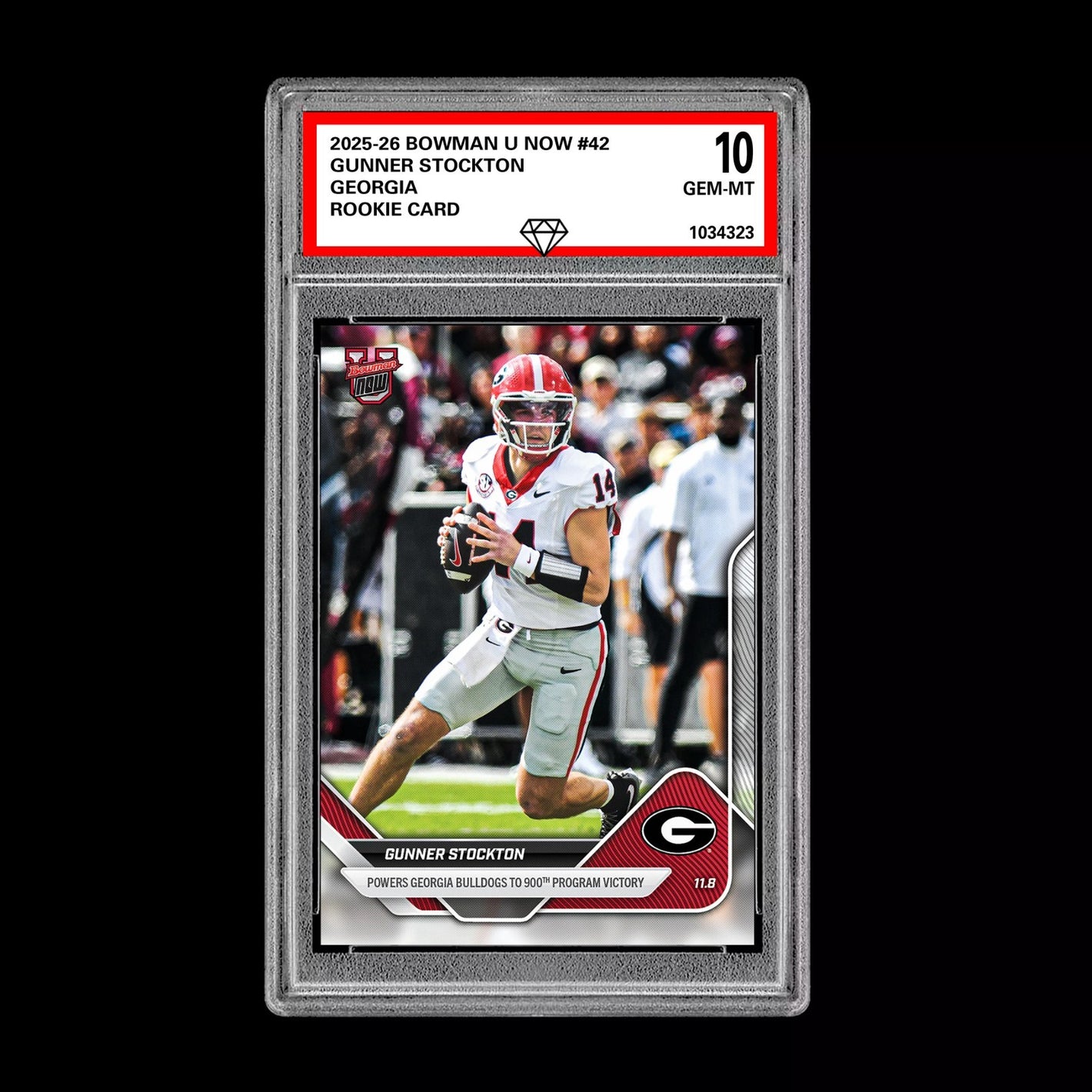 Graded 10 Gunner Stockton 2025-26 Bowman U Now #42 RC Rookie Card Football