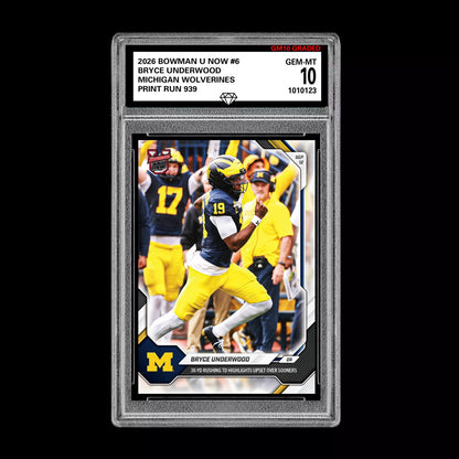 Graded 10 Bryce Underwood 2026 Topps NOW #6 Michigan Wolverines PRESALE Football