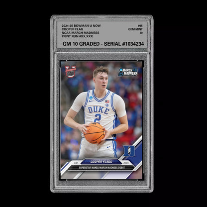 Graded 10 Cooper Flagg #95 NCAA Debut Duke RC Rookie 2024-25 Bowman U Now  Basketball