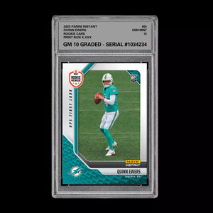 Graded 10 Quinn Ewers #25 RC Rookie 2025 Panini Instant NFL RPS Premiere  Football