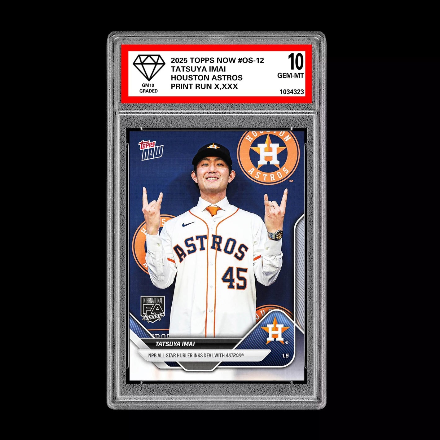 Graded 10 Tatsuya Imai 2025 MLB Topps NOW #OS-12 Houston Astros Card PRESALE Baseball