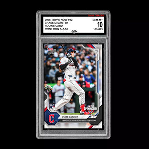 Graded 10 Chase DeLauter RC Rookie #12 2026 Topps Now MLB Opening Day  Baseball