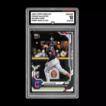 Graded 10 Chase DeLauter Rookie Card 21 2026 Topps NOW Guardians PRESALE Baseball