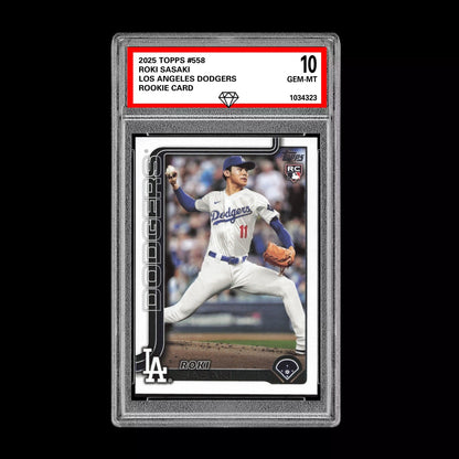 Graded 10 Roki Sasaki Rookie Card #558 2025 Topps Series 2 Los Angeles Dodgers Baseball