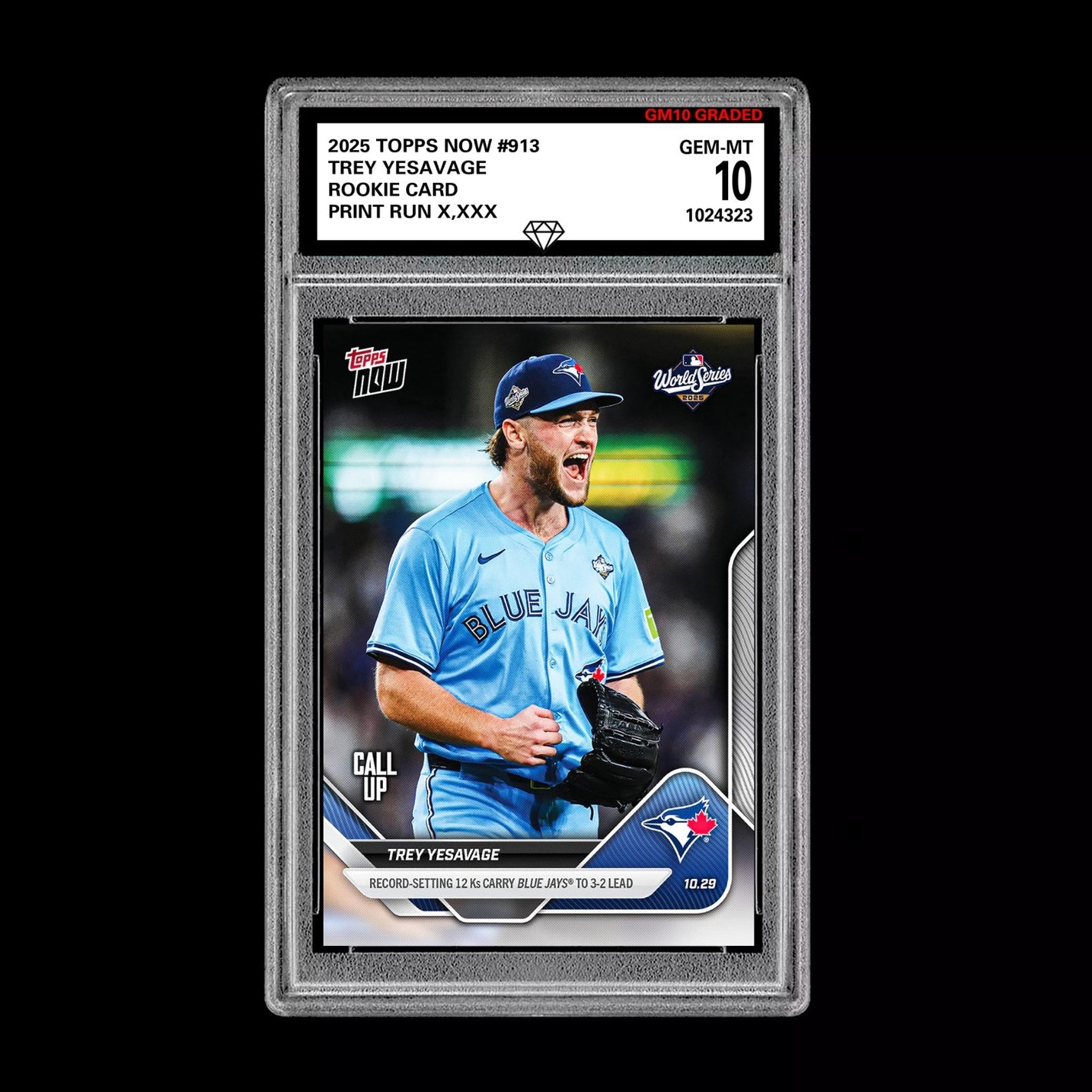 Graded 10 Trey Yesavage WORLD SERIES Rookie RC 2025 MLB Topps NOW 913 Presale Baseball