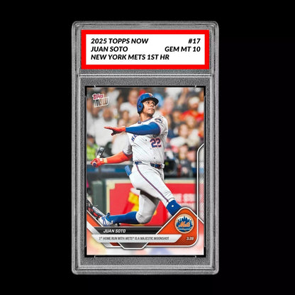 Graded 10 Juan Soto #17 2025 MLB Topps Now New York Mets 1st Home Run Baseball
