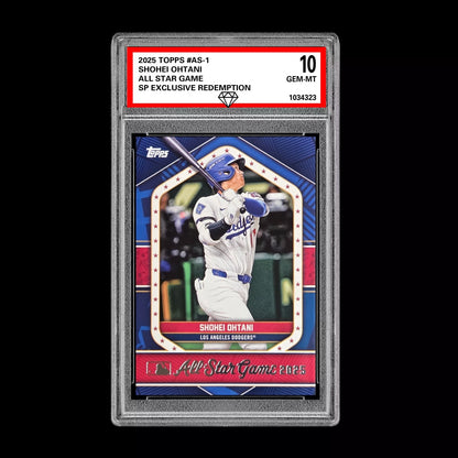 Graded 10 Shohei Ohtani 2025 Topps #AS-1 All Star Game SP Exclusive Redemption Baseball