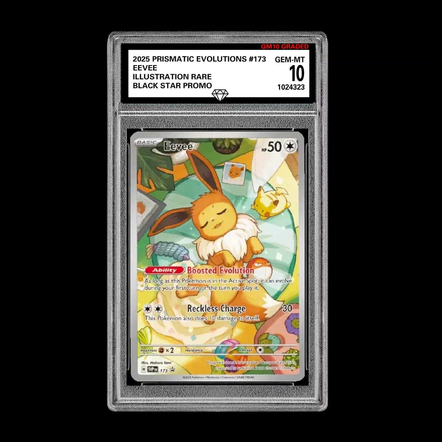 GM Graded 10 Eevee SVP 173 Elite Trainer Box Promo Pokemon Prismatic Evolutions