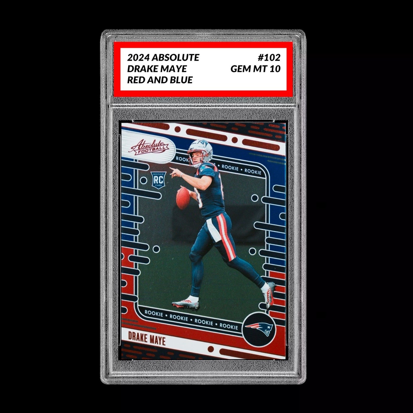 Graded 10 Drake Maye 2024 Panini Absolute - Rookies #103 Red Blue (RC) GEM MT Football