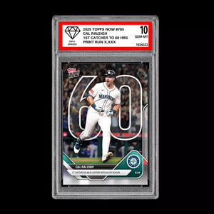 Graded 10 Cal Raleigh 60 HR Record 2025 Topps Now #765 Seattle Mariners  Baseball