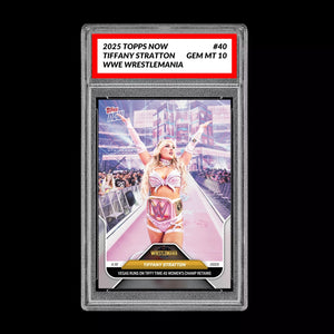 Graded 10 Tiffany Stratton 2025 WWE TOPPS NOW #40 Wrestlemania 41  Baseball