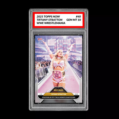 Graded 10 Tiffany Stratton 2025 WWE TOPPS NOW #40 Wrestlemania 41  Baseball