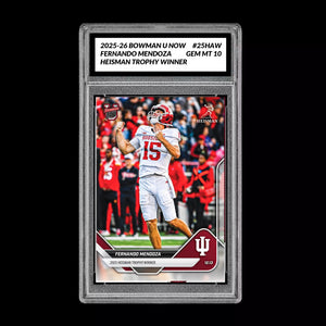 Graded 10 Fernando Mendoza HEISMAN RC 2025-26 Bowman U Now Rooke Card Presale Football