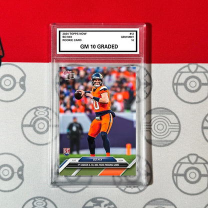 Graded 10 Bo Nix #12 2024 Topps Now RC Rookie 4-TD 300-Yard Passing Card Football