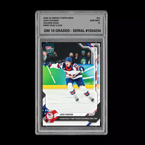 Graded 10 Jack Hughes 2026 Olympics Topps NOW Card 18 Golden Goal Presale Ice Hockey