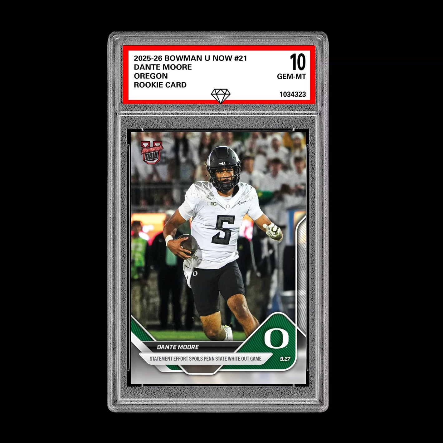Graded 10 Dante Moore 2025-26 Bowman U Now #21 RC Rookie Card Oregon Ducks Football