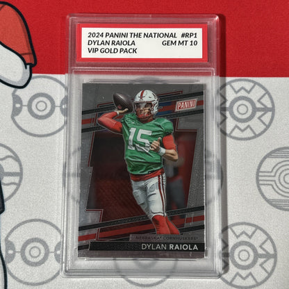 Graded 10 DYLAN RAIOLA 2024 National VIP Gold Pack #RP1 RC Rookie Card Nebraska Football