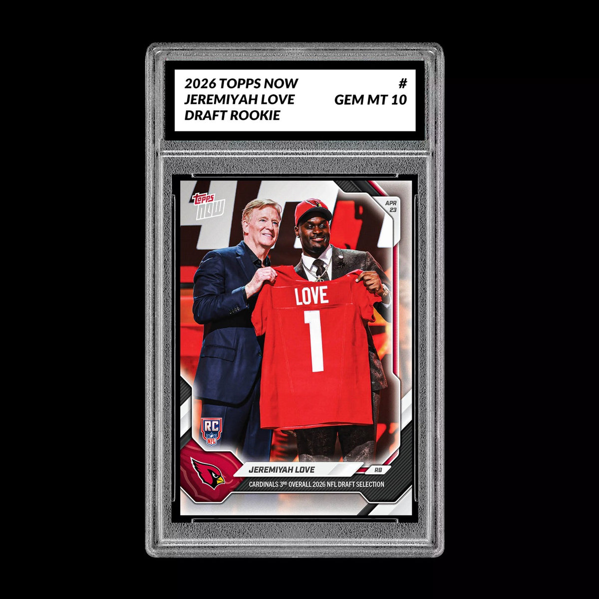 Graded 10 Jeremiyah Love  2025-26 TOPPS NOW RC Rookie Card Cardinals NFL  Football