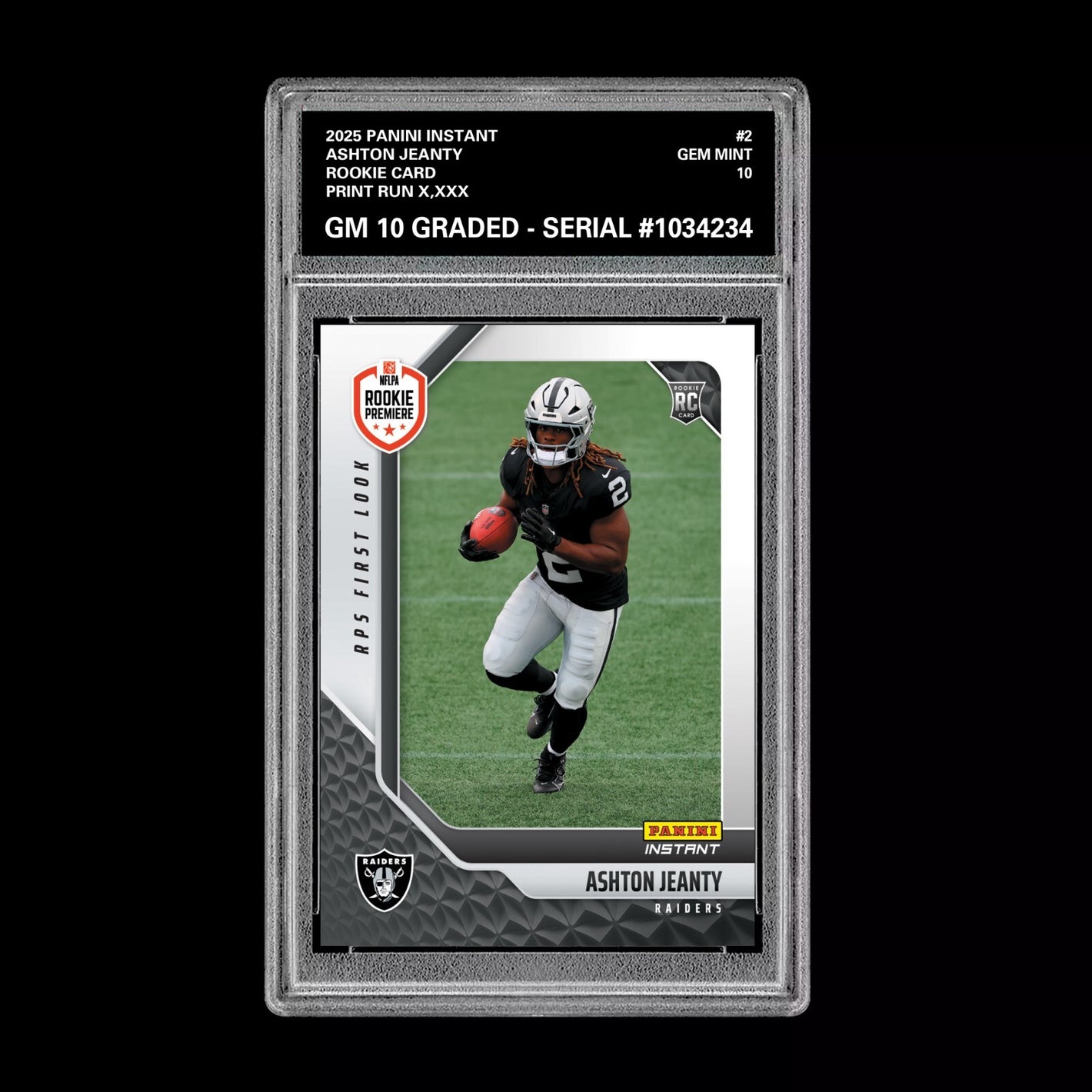 Graded 10 Ashton Jeanty #2 RC Rookie 2025 Panini Instant NFL RAIDERS  Football