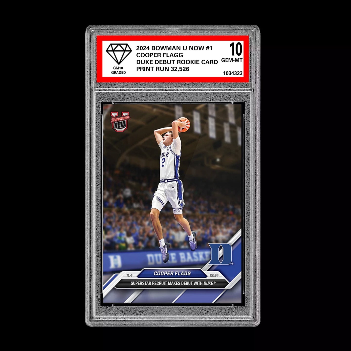 Graded 10 Cooper Flagg #1 Debut Duke RC Rookie 2024-25 Bowman U Now Card Basketball