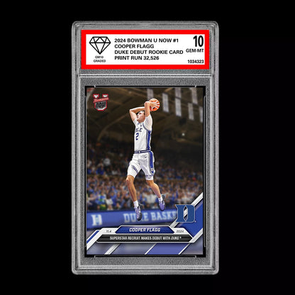 Graded 10 Cooper Flagg #1 Debut Duke RC Rookie 2024-25 Bowman U Now Card Basketball
