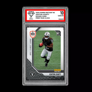 Graded 10 Ashton Jeanty #2 RC Rookie 2025 Panini Instant NFL RAIDERS  Football