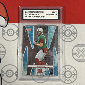 Graded 10 DYLAN RAIOLA SILVER RC Rookie Card 2024 National Pack #RP1 Nebraska Football