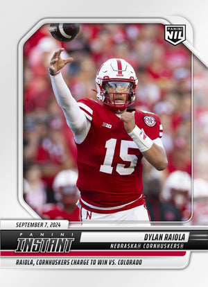 Graded 10 DYLAN RAIOLA RC Rookie Card 2024 Panini Instant #DRB Nebraska Football