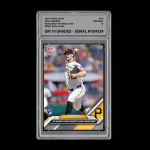 Graded 10 Paul Skenes #179 MLB Debut 2024 Topps Now RC Rookie Card Pirates Baseball