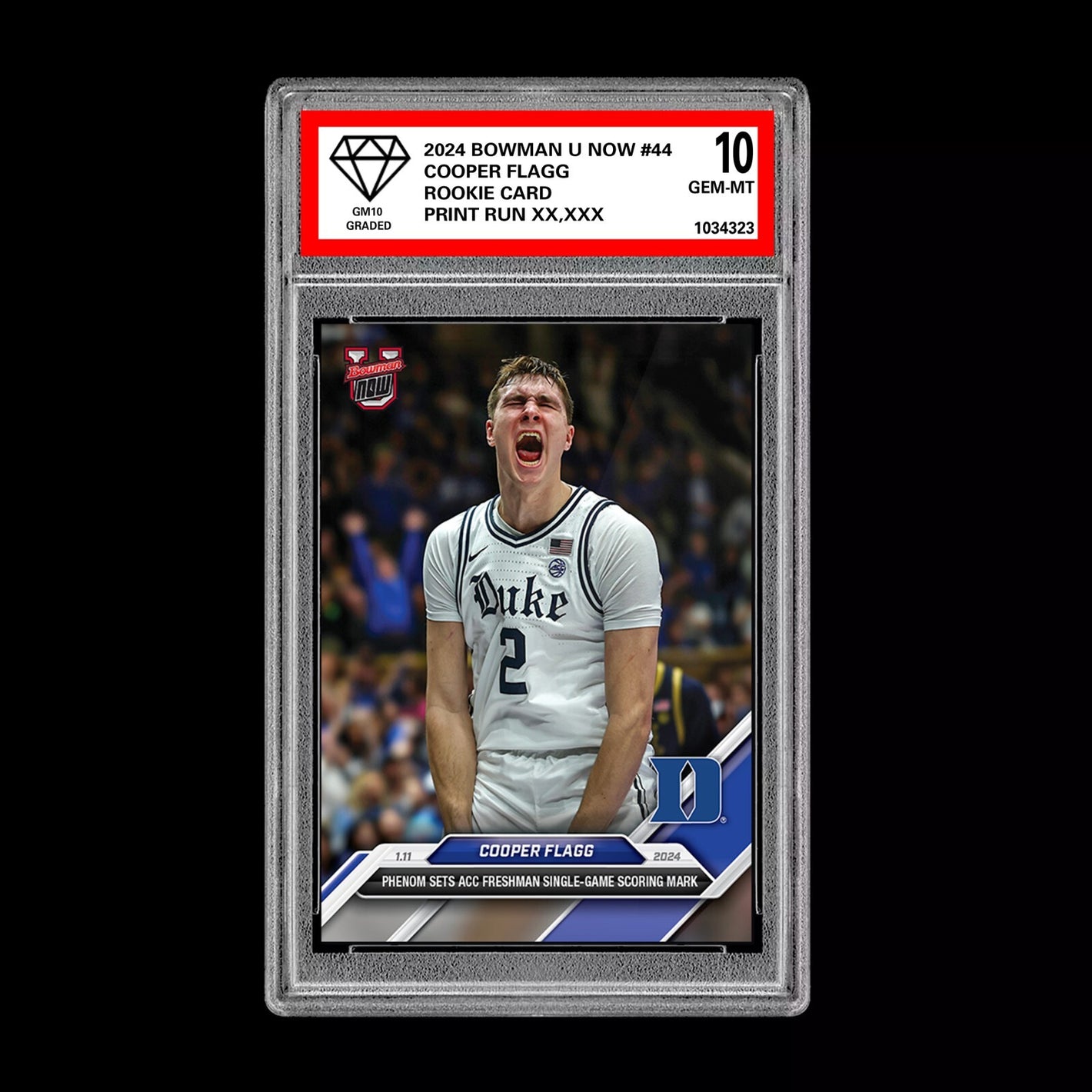 Graded 10 Cooper Flagg 2024-25 Bowman U NOW Card #44 Duke RC ROOKIE Basketball