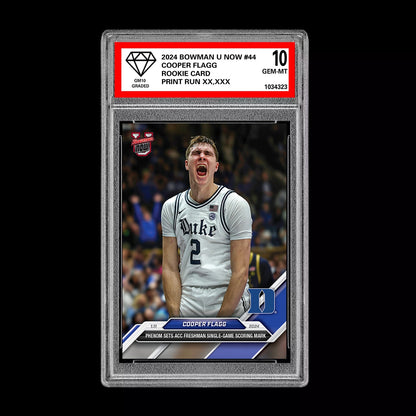 Graded 10 Cooper Flagg 2024-25 Bowman U NOW Card #44 Duke RC ROOKIE Basketball