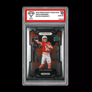 GRADED 10 2024 Prizm Draft Arch Manning RC ROOKIE TEXAS LONGHORNS #192 Football