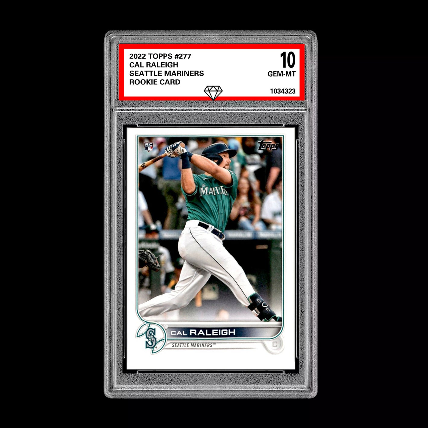 Graded 10 Cal Raleigh - 2022 TOPPS #277 RC Rookie Card Seattle Mariners Baseball