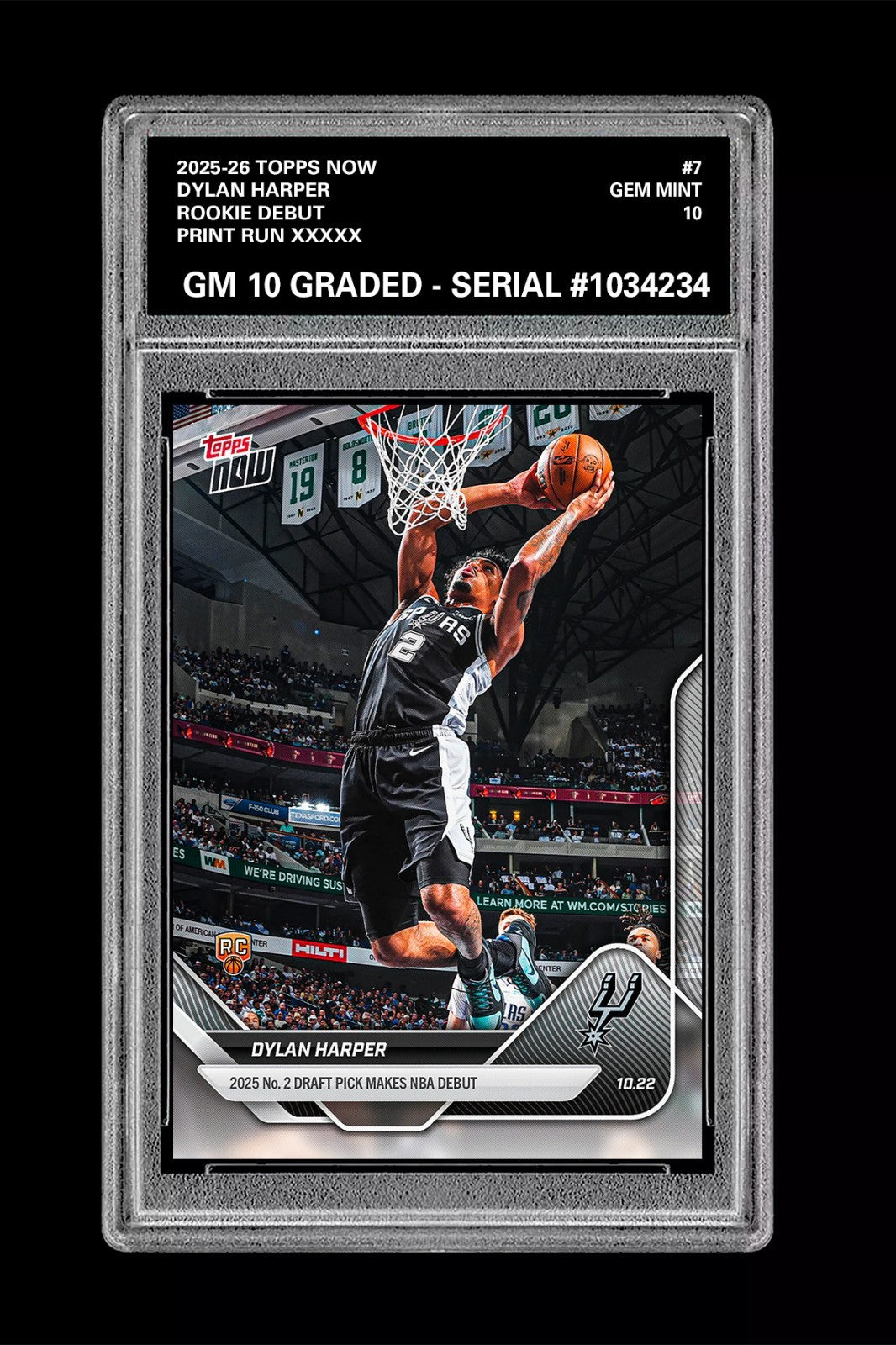 Graded 10 DYLAN HARPER ROOKIE RC 2025-26 TOPPS NOW  #7 Basketball  Basketball