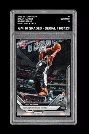 Graded 10 DYLAN HARPER ROOKIE RC 2025-26 TOPPS NOW  #7 Basketball  Basketball