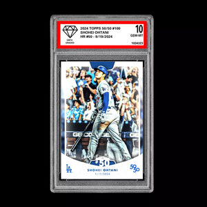 Graded 10 SHOHEI OHTANI HR #50 - 2024 Topps 50/50 Card #100 Dodgers MLB History Baseball