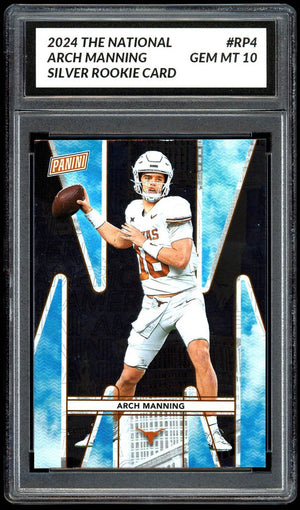 Graded 10 ARCH MANNING SILVER RC Rookie Card 2024 NATIONAL PROMO PACK #RP4 Football