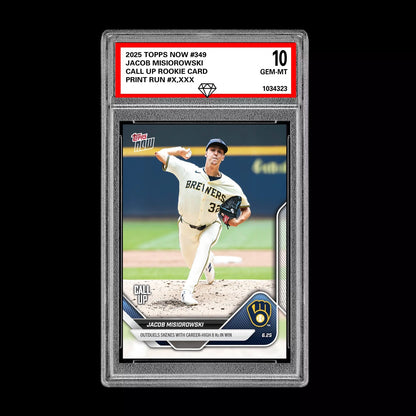 Graded 10 Jacob Misiorowski 2025 Topps Now #349 RC Rookie CALL UP  Baseball